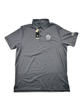 NWT Adidas Men L Maple Leafs Polo Heather Slate Blue Golf Shirt Causal Tee